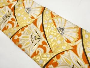 アンティーク　花唐草模様織り出し名古屋帯（着用可）